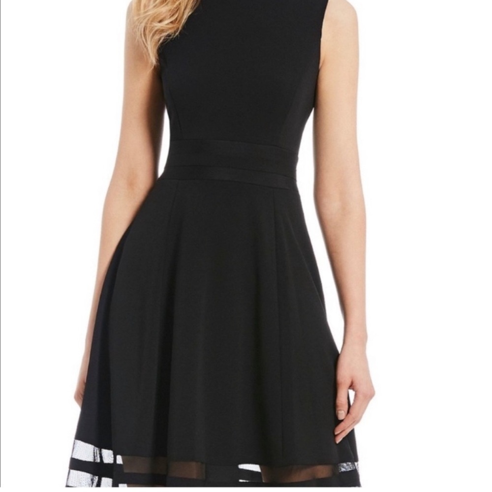 NWT Calvin Klein Fit Flare Illusion Mesh Dress